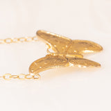Vintage 14K Yellow Gold Butterfly Pendant Necklace, 70s/80s
