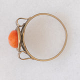Vintage 8K Yellow Gold Orange Coral Ring, 60s
