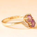 Toi et Moi vintage in oro giallo e bianco 9K con ametiste (0.80ctw ca.) e diamanti (0.06ctw ca.), anno 2000