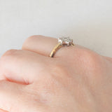 Anello a margherita vintage in oro giallo e bianco 9K con diamanti di taglio brillante (0.25ctw ca.), anni ‘80/‘90