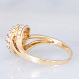 Anello tourbillion vintage in oro giallo 14K e diamanti (1.10ctw ca.), anni '70