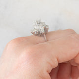 Anello ballerina vintage in oro bianco 18K con diamanti (1ctw ca.), anni ‘80
