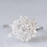 Anello a fiocco di neve in oro bianco 14K con diamanti di taglio brillante (1ctw ca.), anni ‘70/‘80