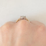 Anello a margherita vintage in oro giallo e bianco 9K con diamanti di taglio brillante (0.25ctw ca.), anni ‘80/‘90