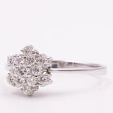 Anel vintage de floco de neve em ouro branco 14K com diamantes em lapidação brilhante (aprox. 0.40 ctw), década de 70