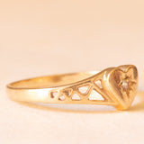 Herzförmiger Vintage-Siegelring + Zigeunerring aus 9-karätigem Gelbgold mit Zirkonia
