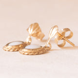Vintage 9K Yellow Gold Opal Drop Earrings (approx. 0.10ctw), 60s