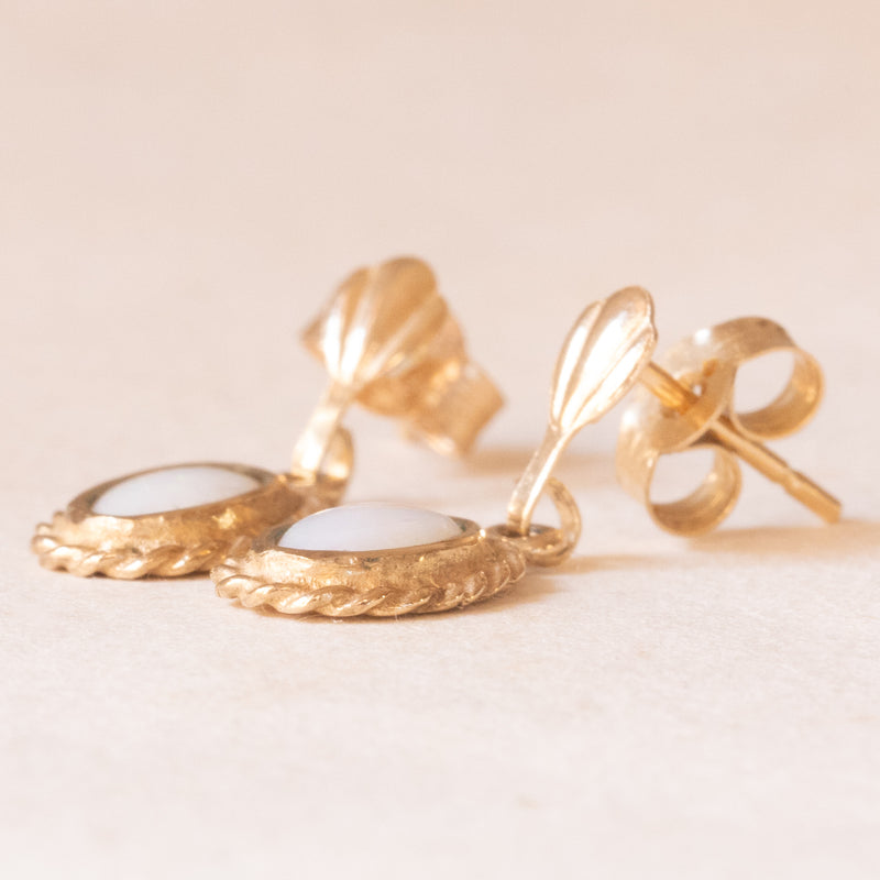 Orecchini Pendenti Vintage Mokilù - Ottone Con Bagno Oro 24KT, Fatto A Mano In Toscana, Cammeo, 6x2 Cm, Made In Italy