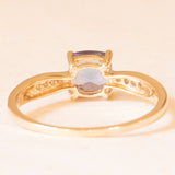 Vintage-Ring aus 10 Karat Gelb- und Weißgold mit Tansanit (ca. 0.80 ct) und Diamanten (ca. 0.04 ctw), Jahr 2006
