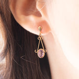 Vintage-Tropfenohrringe aus 9-karätigem Gelbgold mit Amethysten (ca. 1 Karat), 50er/60er Jahre