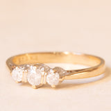 Vintage-Trilogie aus 9-karätigem Gelbgold mit Diamanten im Brillantschliff (ca. 0.25 ctw), ca. 70er/80er Jahre.