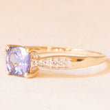 Vintage-Ring aus 10 Karat Gelb- und Weißgold mit Tansanit (ca. 0.80 ct) und Diamanten (ca. 0.04 ctw), Jahr 2006