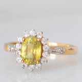 Anello a margherita in oro giallo 9K con sfene (0.98ct) e zirconi