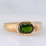 Solitario vintage in oro giallo 9K con cromodiopside (1ct ca.), anni ‘80