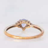 Trilogy vintage in oro giallo 8K con tanzanite e diamanti, anni ‘80