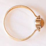 Anello doppio girevole vintage in oro giallo 9K con amazonite e ambra, anni ‘70/‘80