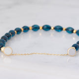 Braccialetto vintage in oro giallo 9K con pietre blu e pirite