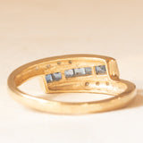 Anello vintage in oro giallo e bianco 9K con zaffiri (0.14ctw ca.) e diamanti, anni ‘70/‘80