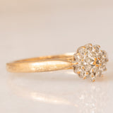 Anello a fiore vintage in oro giallo 9K con diamanti (0.10ctw ca.), anni ‘70/‘80