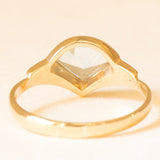 Anello vintage in oro giallo 9K con topazio azzurro, anno 1988