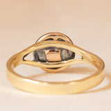 Solitär aus 14-karätigem Gelbgold mit Diamant im Brillantschliff (ca. 0.25 ct) und schwarzer Emaille, 50er Jahre