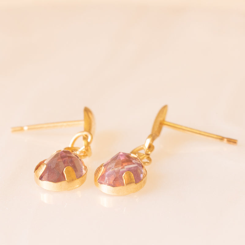 Orecchini classici con ametista quadrata e diamante in oro giallo 375 – FR Orecchini classici con ametista quadrata e diamante in oro giallo 375 – FR
