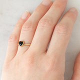 Anello vintage in oro giallo 9K con onice di taglio a cuore, anno 1989