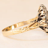 Gänseblümchen-Ring im Vintage-Antik-Stil aus 18 Karat Gelbgold und Silber mit Saphir (ca. 1.40 ct) und Diamanten im Rosettenschliff