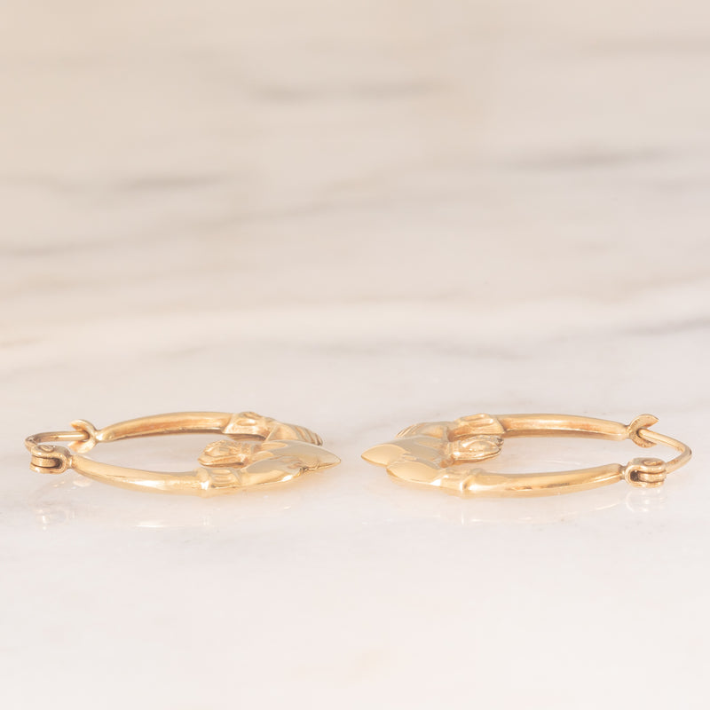 Orecchini Claddagh vintage in oro giallo 9K