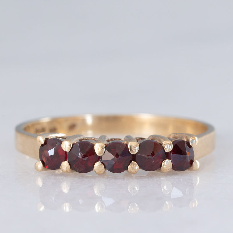 Veretta vintage in oro giallo 9K con granati (0.50ctw ca.), anni ‘70