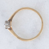 Vintage Solitärring aus 14-karätigem Gelbgold mit Diamant im alten europäischen Schliff (ca. 0.16 ct), 50er Jahre