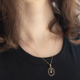Pendente antico lavalier in oro giallo 9K con ametiste (0.18ct ca.) e perline bianche, anni ‘10/‘20