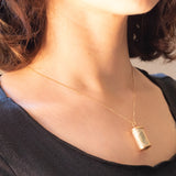 Vintage 9K Yellow Gold Plastic Cylinder Emergency Money Pendant with One Pound Note, 1978