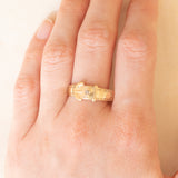 Vintage-Gürtelschnallenring aus 9-karätigem Gelbgold mit Diamant, 1993