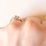 Vintage-Blumenring aus 9-karätigem Gelbgold mit Diamanten (ca. 0.07 ctw), 1984