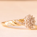 Vintage-Diamant-Blumenring aus 9-karätigem Gelb- und Weißgold (ca. 0.20 ctw), 70er Jahre