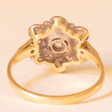 Antiker 18-Karat-Gelb- und Weißgold-Diamant-Blumenring im alten europäischen Schliff (ca. 0.88 ctw), 20er Jahre