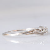 Anello vintage in oro bianco 9K con diamanti di taglio brillante (0.17ctw ca.), anni ‘90