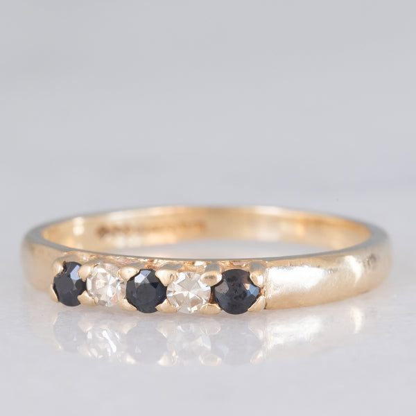 Veretta vintage in oro giallo 9K con zaffiri (0.12ctw ca.) e diamanti (0.04ctw ca.), anno 1988