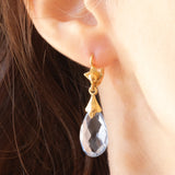 Vintage-Ohrringe aus 18 Karat Gelbgold mit blauem Topas, 60er Jahre