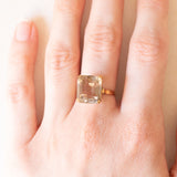 Vintage-Cocktailring aus 18 Karat Gelbgold mit Rauchquarz (ca. 7 Karat), 60er/70er Jahre