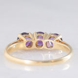 Trilogía vintage de oro amarillo de 14 quilates con amatistas (aprox. 0.90 cts), década de 90