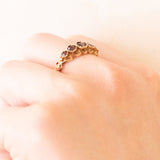 Vintage-Ring aus 9-karätigem Gelbgold mit Granaten und Herzverzierungen, 1992