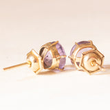 Vintage-Ohrringe aus 9-karätigem Gelbgold mit Amethysten (ca. 3 Karat), 1981