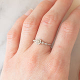 Anello a margherita vintage regolabile in platino con diamanti (0.20ctw), anni ‘90