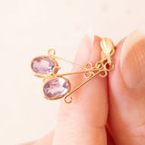 Vintage-Tropfenohrringe aus 9-karätigem Gelbgold mit Amethysten (ca. 1 Karat), 50er/60er Jahre