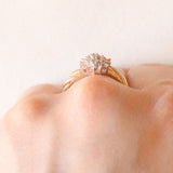 Vintage-Diamant-Blumenring aus 9-karätigem Gelb- und Weißgold (ca. 0.20 ctw), 70er Jahre