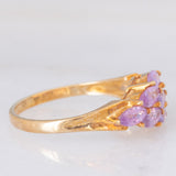 Anello in oro giallo 9K con zaffiri rosa sintetici (1.24ctw)