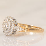 Bague fleur vintage en or jaune et blanc 9 carats avec diamants (environ 0.20 ct au total), 1994