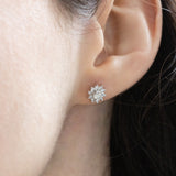 Orecchini a margherita vintage in platino con diamanti di taglio brillante (0.54ctw)